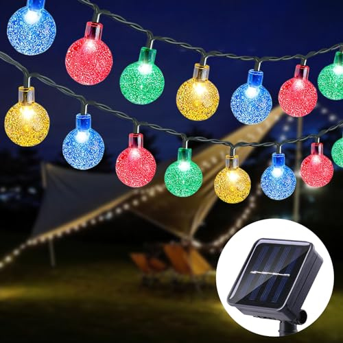 Anmossi Solarlampen für Außen, Solar Lichterkette Aussen,11M 60 LEDs Lichterkette,8 Modi,Wasserdicht Außen Kugeln Lichterkette für Balkon,Garten,Bäume,Hochzeiten,Partys,Terrasse(Bunt)
