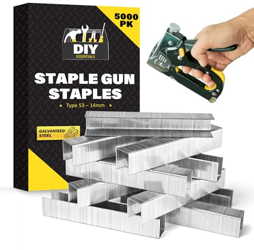 SOL 5000pk Staple Gun Staples Type 53 14mm Galvanised Fasteners for Upholstery DIY Office Craft Carpentry Compatible with Most Tackers Durable Corrosion Resistant Refill Pack