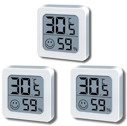 3 Unidades Termómetro Digital e Higrómetro de Ambiente - Monitor Mini Ambiental para la Casa - Preciso Termómetro Interior con Higrometro de Humedad Integrado