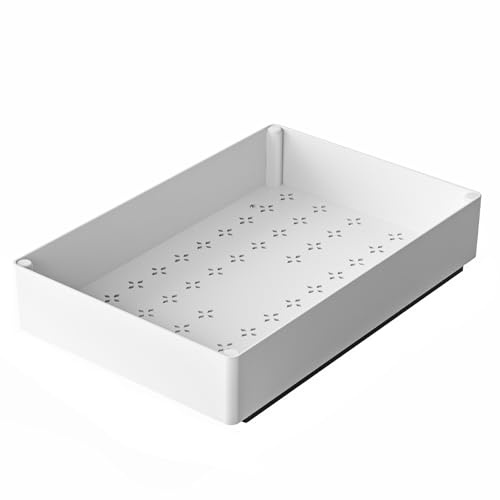 Creperture Cajón extraíble para cocina, 40 x 27 x 8 cm, cajón telescópico ABS, organizador de armario, deslizante, estantes para cocina, despensa, salón, baño