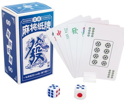 Whnbuij Cartes Mahjong Portable pour Voyage | Jeu De Mahjong Occidental, Tuiles pour Loisirs en Plein Air Et Réunions