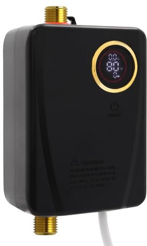 Scaldacqua elettrica 3500 W scaldabagno con indicatore LED per cucina e bagno Montaggio a parete Acqua calda istantanea Dimensioni compatte per piccoli spazi (nero)