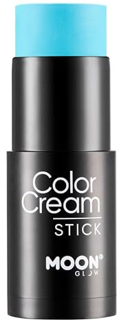 Intense Neon UV ColorCream Face & Body Paint Stick by Moon Glow - Maquillage professionnel pour le visage et le corps pour adultes et enfants - 21g - Bleu intense