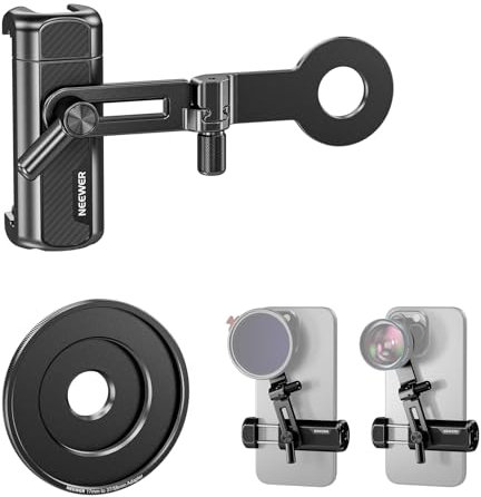 NEEWER Universelle Handy Kamera Objektivklemme für 17mm Handy Objektive mit 17mm auf 37mm und 58mm Filter Adapterring Stativhalterung, kompatibel mit iPhone 16 Pro Max Samsung Galaxy S24 Ultra, PA047