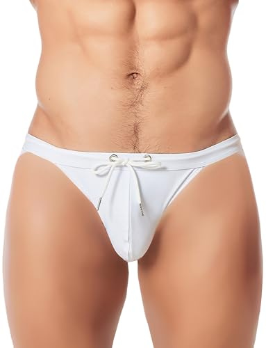 AIEOE Slip de Bain Homme Taille Basse avec Fentes Hautes et Cordon de Serrage Maillot Sexy Bikini