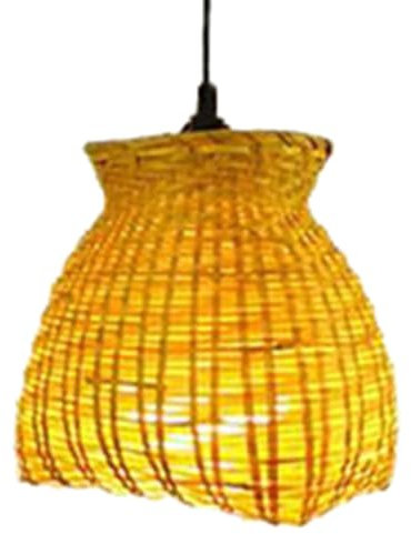 HKOLIMB Lampada a Sospensione in bambù Intrecciato da 7,8 1 Lampada Apparecchi di Illuminazione Cinesi Fatti a Mano Tipo Cesto di Pesce Lampada E26 ad Altezza Regolabile Ristorante, corridoio,