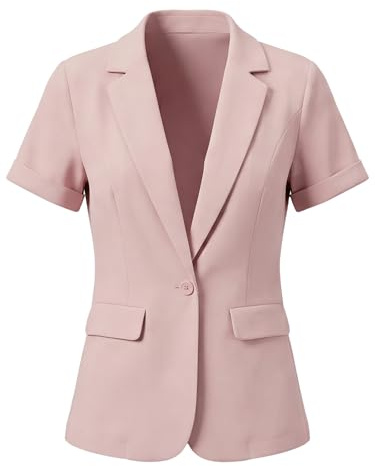 Blazer Manches Courtes Femme avec 1 Bouton | Veste de Costume de Bureau
