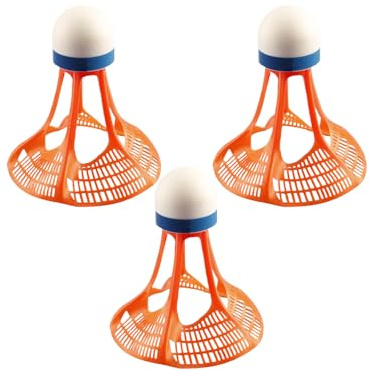 wellrun 3pcs Windproof Badminton Shuttlecocks,Orange Outdoor Training Birdies,Nylon Shuttle Cocks for Gymnasium Garden Beaches