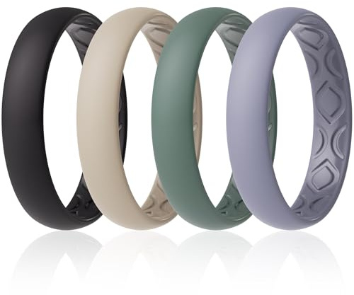 ThunderFit Women Breathable Silicone Bridal Rings Sets For Her, 4mm Wide