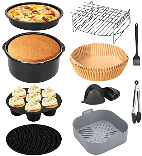 YRAKOZIN 5.5L Accessoires de Airfryer, [Ensemble de 10 Pièces] Moules pour Friteuse à Air, Convient pour Friteuse Sans Huile Cosori Cecotec Innsky Philips 5.5L-6L-6.4L