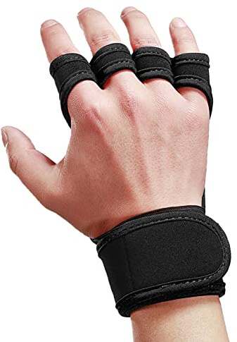 Fesjoy Guanti per Sollevamento Pesi,Guanti da Sollevamento Guanti da Allenamento con Fascia da Polso Integrata Protezione Antiscivolo per Mani per Sollevamento Pesi Powerlifting Pull ups