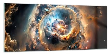Panorama Bilder auf Glas 100x40cm Glasbild Universum Kosmos Galaxis Groß Wanddeko Bild im Glas Schlafzimmer Küche Wandbilder Dekoration Wohnzimmer Modern Wall Decor Wand Kunstdruck Art GAB100x40-5808
