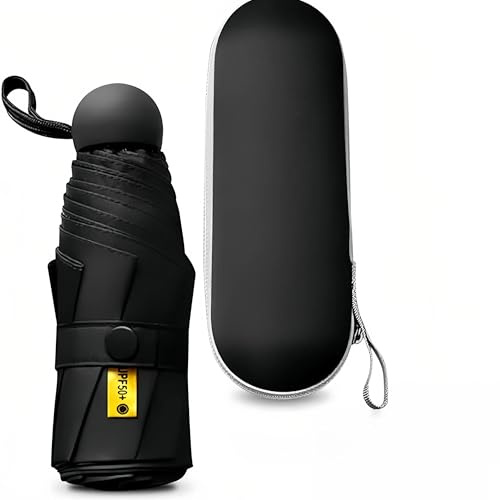Ombrello da Viaggio Pieghevole Portatile Compatto Antivento Anti UV, Mini Ultraleggero da Tasca per Donne Uomini