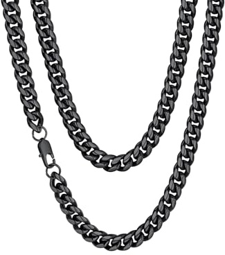 FaithHeart Halsband män pansarkedja rostfritt stål kedja damer kubanska kedjor 6 mm/10 mm/14 mm bred herrkedja smycken tillbehör kedjelängd 36 cm till 75 cm valbar