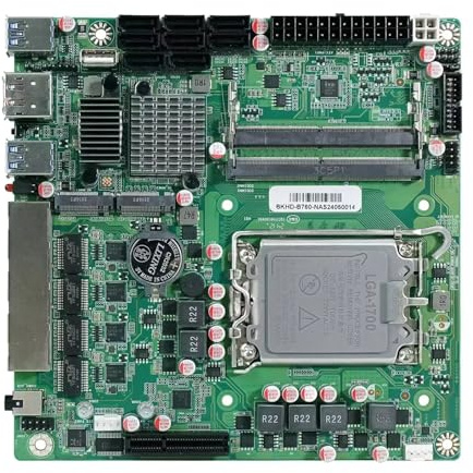 B760 Mini-ITX NAS Mainboard - Intel 12./13./14. Gen LGA1700-8-Fach Laufwerksaufnahme - 8X SATA + 2X NVMe - 4X 2.5G LAN - DDR5 & PCIe x4 - Firewall-Unterstützung - Heimserver/Rechenzentrum