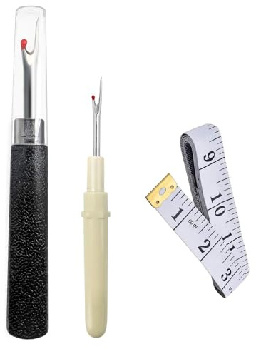 MDUPPE Set di 3 separatori per orli Seam Ripper, separatori per cuciture con cappuccio protettivo, grande e piccolo separatore per cuciture cucito Viene fornito con nastro di misurazione da 2 m per