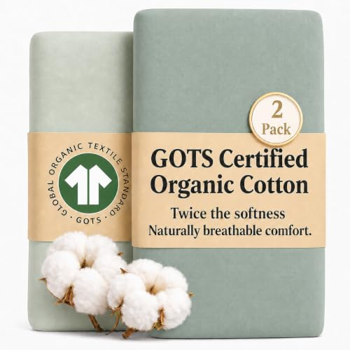 Bunnyjik - GOTS Organic Cot Bed Sheets 140 x 70 fitted – Ultra Soft & Thick 2000GSM Organic Turkish Cotton- Pack of 2 Cotbed Fitted Sheet - Toddler Bed Sheets 140 x 70 Cot Sheets 140 x 70 Fitted