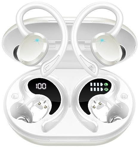Ecouteurs Bluetooth Sans Fil Sport, 75Hrs Écouteurs Bluetooth 5.4 avec Stéréo HiFi 3D, 4 ENC Réduction de Bruit Mic Oreillette sans Fil USB-C Charge, Étanches IP7 Casque Running LED pour Android/iOS