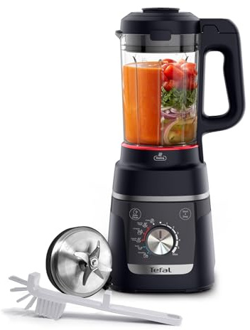 Tefal Blendforce Cook, Soup Maker & Blender, 5 Auto-Programs,1.5L Glass Jug, Removable Blades, Auto-Cleaning Program & Brush, Hot & Cold Kitchen Blender, 1000W, Dark Navy BL5758G0
