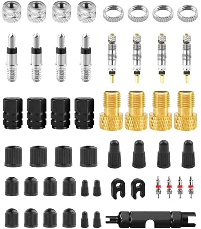 LOZTBUE 39 piezas kit de válvulas para bicicleta, válvula Presta, núcleos, adaptador, para MTB, tubeless