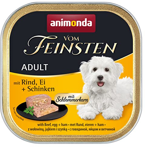 Animonda - Cibo per cani bagnato con nucleo di manzo + uovo + prosciutto (22 x 150 g), cibo per cani bagnato senza cereali e zucchero