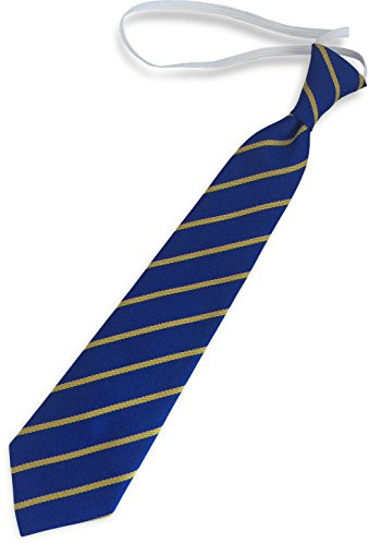 Great British Tie Club Child's Elastic Single Stripe School Ties - Infant/Primary Size (Royal Blue & Gold)