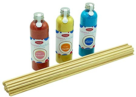 Hopser Food Fun Zucker für Zuckerwatte (Set 1 Erdbeer, Vanille, Kaugummi + 50 Stäbe, 3x230 Gramm / 50 Stäbe)