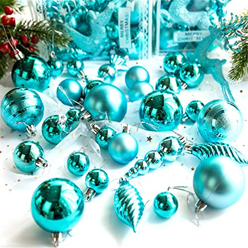 SWECOMZE 30 Stück Christbaumkugeln Set Weihnachtskugeln aus Kunststoff Baumschmuck Weihnachtsbaum Deko & Christbaumschmuck in unterschiedlichen Größen und Designs (Blau)