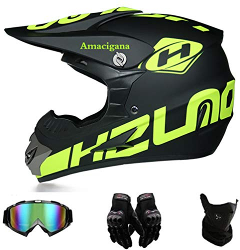 Amacigana® Motocross Helme Downhill Helme Motorrad Crosshelme & Endurohelme Jugend Kinder Offroad Helm Motocross Gear Combo Mask Brillenhandschuhe (Style #01, XL)