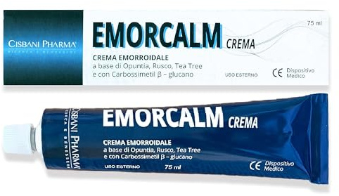 CISBANI PHARMA Emorcalm, Crema emorroidi da 75 ml, a base di Opuntia, Tea Tree, Rusco, Pomata emorroidale e ragadi anali Potente con Azione lenitiva e sollievo dal dolore