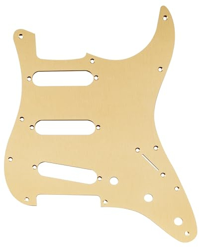 Musiclily Pro 11 Holes Aluminum SSS Stratocaster Pickguard for American/Mexican Fender Standard Strat Style Electric Guitar, Gold Anodized