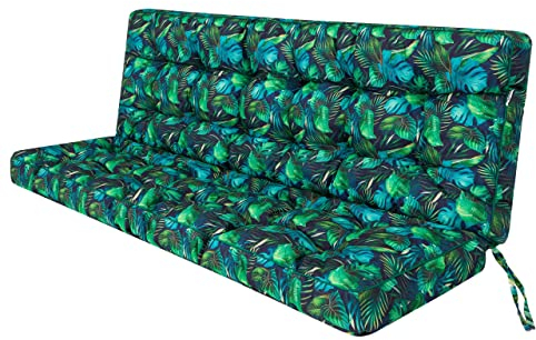 HOBBYGARDEN Cojín de asiento para banco de jardín, columpio, cojín de suelo, para columpio de Hollywood, exterior e interior, 180 cm, color azul