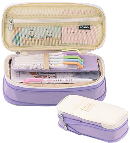 EHOPE Big Capacity Pencil Pen Case Office College School Large Storage High Capacity Bag Pouch Holder Box Organizer for School Student Girl Adult Teen（Purple）