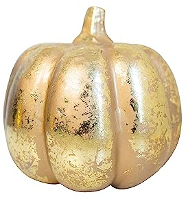 HEITMANN DECO – Deko-Kürbis in Gold mit Silbereffekt 18 x 18 cm - stilvolle Herbstdeko aus Styropor – glänzend & elegant – Tisch-, Regal- & Fensterbank-Dekoration