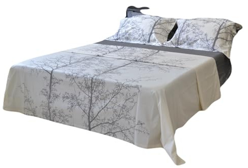 Organic Cotton Extra Long Staple Silky Soft Single Pick Sateen Bed Sheet Set - Luxurious & Premium Hotel Quality - GOTS Certified - Printed & Dyed Combination - Deep Pocket - Easy Care - King