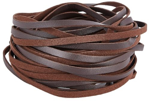 GORGECRAFT 10 m mjukt läderrem 5 mm bred litchi granulat konstläder trim band PU-läder platt snöre rep för smyckestillverkning kudde kokosnöt brun