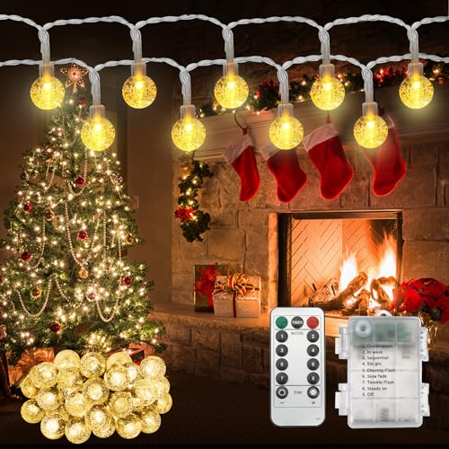Realky Catena luminosa a LED per interni ed esterni, albero di Natale, catena luminosa a LED, con telecomando, timer, illuminazione natalizia per esterni, per feste stagionali, balcone, finestra