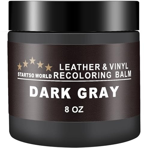 STARTSO WORLD Kit de Rénovation pour Cuir 200ml, Teinture Cuir Gris foncé pour Meubles, Canapés, Sièges d'Auto - Teinture et Peinture pour Cuir Éraflé et Décoloré