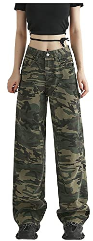 KBOPLEMQ Pantaloni cargo da donna elasticizzati a vita alta con tasche Y2k Jogger Track Pants Camouflage Pantaloni da lavoro Pantaloni da jogging Pantaloni sportivi militari da trekking