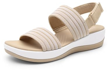 DREAM PAIRS Sandales de Sport pour Femme Confortables Sandale d’été pour Femmes Légère Décontractées,Size 38.5,Beige,DWUMFS2522