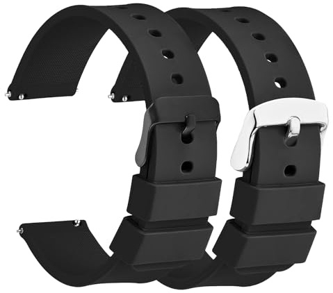 HJZHII 2 piezas correa reloj,20mm correas reloj,correas para relojes pulsera para inteligente de repuesto cierre rápido silicona hombre resistente al agua con hebilla