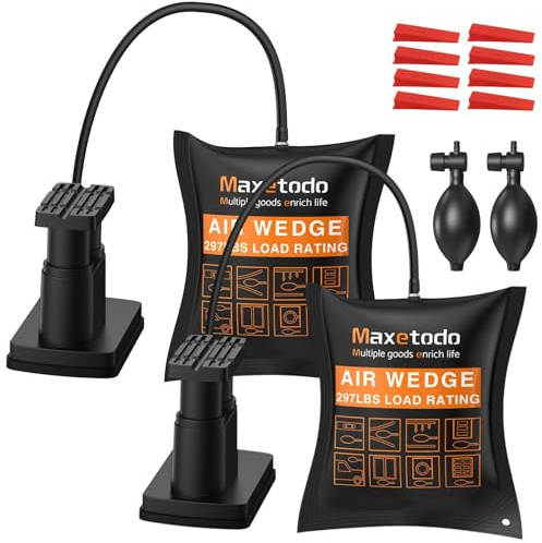 Maxetodo Luftkuddar set 2 st monteringskuddar 2-i-1 hand/fotpump, lyftkudde, luftkudde, lyftkudde, pumpkudde med 200 kg handpump/350 kg fotpump för installation av skåp, dörrar, fönster, reparation av
