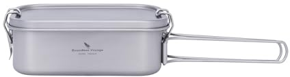 iBasingo 800ml Titan Lunchbox mit Deckel & Tragegriff Leckdichter Bento Behälter für Camping, Outdoor & Büro Lebensmittelechtes Kochgeschirr für Unterwegs – Spülmaschinenfest Ti2081C