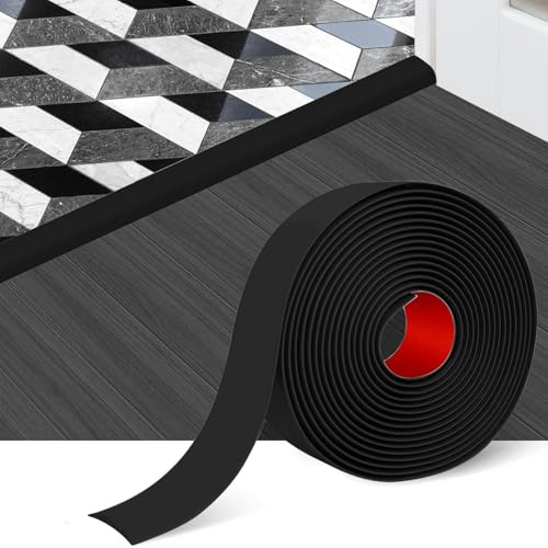Rusoz Perfil De TransicióN Para Suelo 5 cm, Tapajuntas Suelo Adhesivo, Moqueta Y Azulejos, FáCil De Cortar E Instalar for Joining Floor Gaps (Negro, 1.2m)