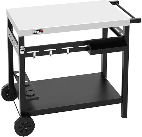 Royal Gourmet Carrello per Barbecue con Piastra in Acciaio Inox, per Barbecue da Tavolo e Forno per Pizza, per Esterni, con Eccezionale capacità di carico