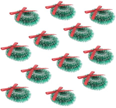 Flaroey 48 Pièces Couronne de Noël Guirlande Artificielle Mini Pendentif Arbre de Noël Embellissements de Maison de Poupée de Noël