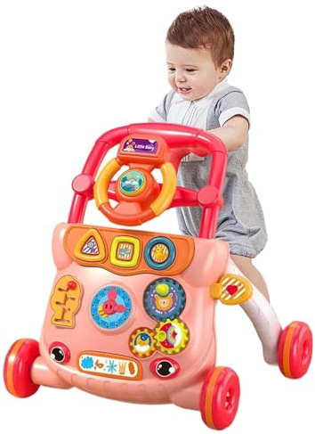 Trainer Walker - Adjustable Mobile Push Toy, Outdoor and Indoor Walking Aid with Music and Learning Features, Promotes Balance, Coordination, Motor Skills for, Boys, Girls