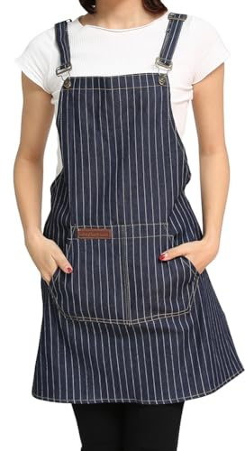 Watwass Delantal Camarero Panadería Restaurante Cafetería Bar Unisexo Moda Delantales Vaquero Correas Ajustables