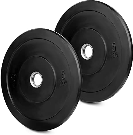 wuuhoo® Disques d'haltères Olympiques Bruce – Plaques de Poids 50mm, Set de 2 pièces, Plaque de caoutchouc solide et absorbant les chocs – Équipement de Gym à Domicile
