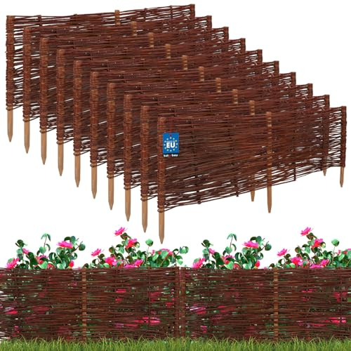 KOTARBAU® 10er Set Beetbegrenzung aus Weide Weidengeflecht Garten Beeteinfassung für Blumen und Gemüse Rasenkanten 100 x 40 cm